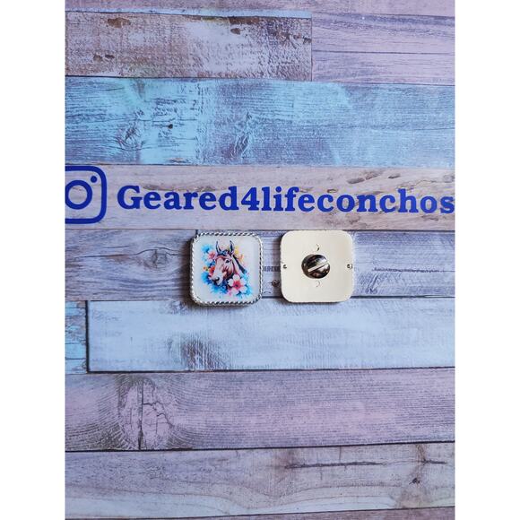 floral mule conchos, custom conchos mule design tack, unique concho, diy belt - Picture 3 of 6